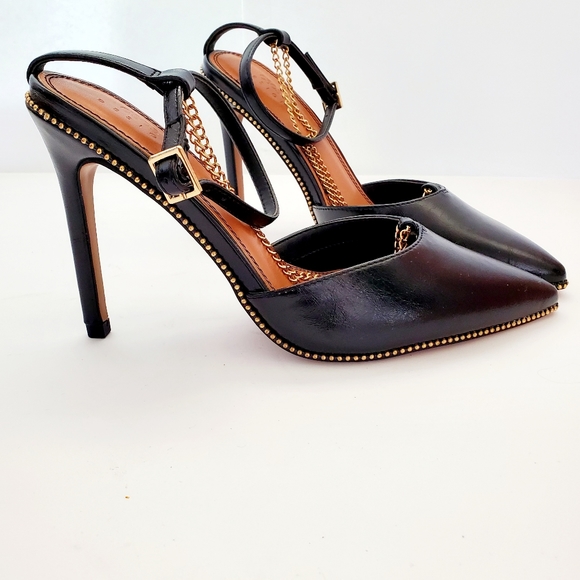 ASOS DESIGN Priscilla Black Pointed Toe High Heels with Chain Size 8Cat & Jack B - Picture 7 of 10